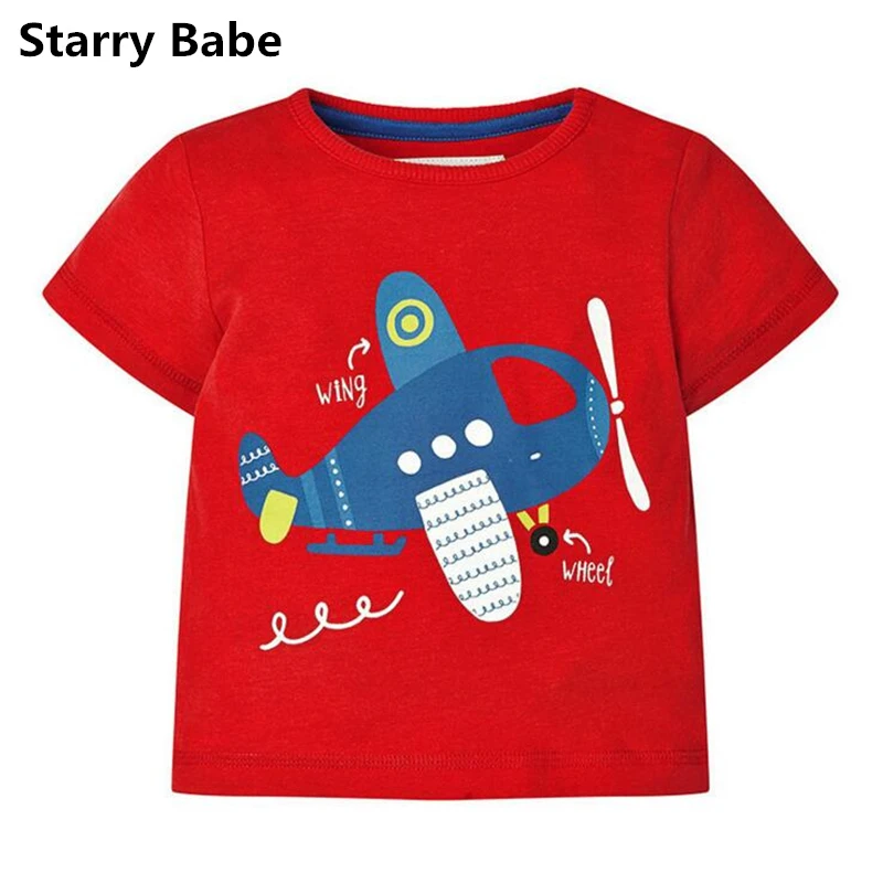 

80-130cm Children T-Shirt Boys Cartoon Airplane Design t-shirt Cotton Tops Baby Clothing Little Boy Summer Shirt Tees