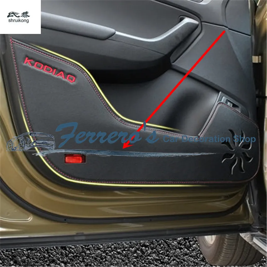 4pcs/lot for 2016-2018 Skoda Kodiaq Microfiber leather car stickers car accessories door protection kick cover car accessories car accessories 4pcs front