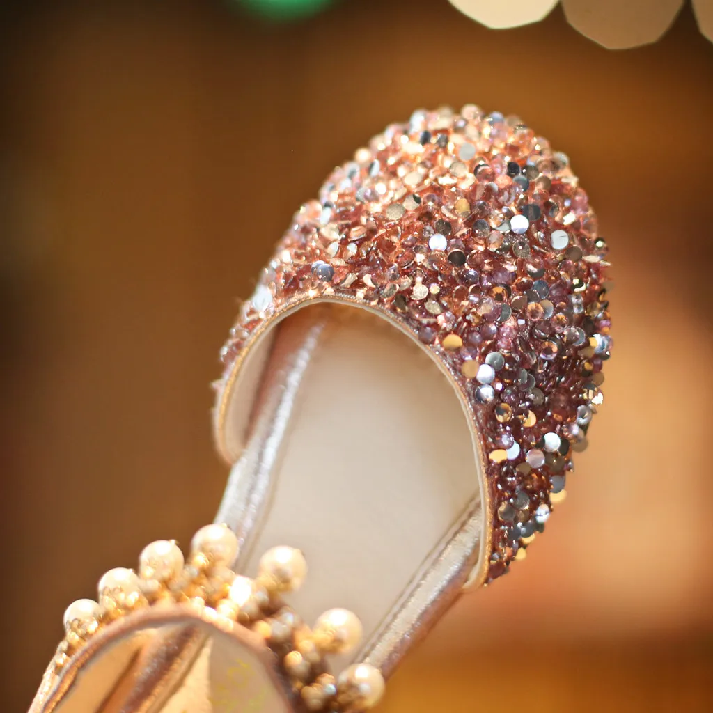 Huang Neeky W#4 Новые Модные Повседневные детские Хрустальные Блестки вечерние обувь для принцессы сандалии