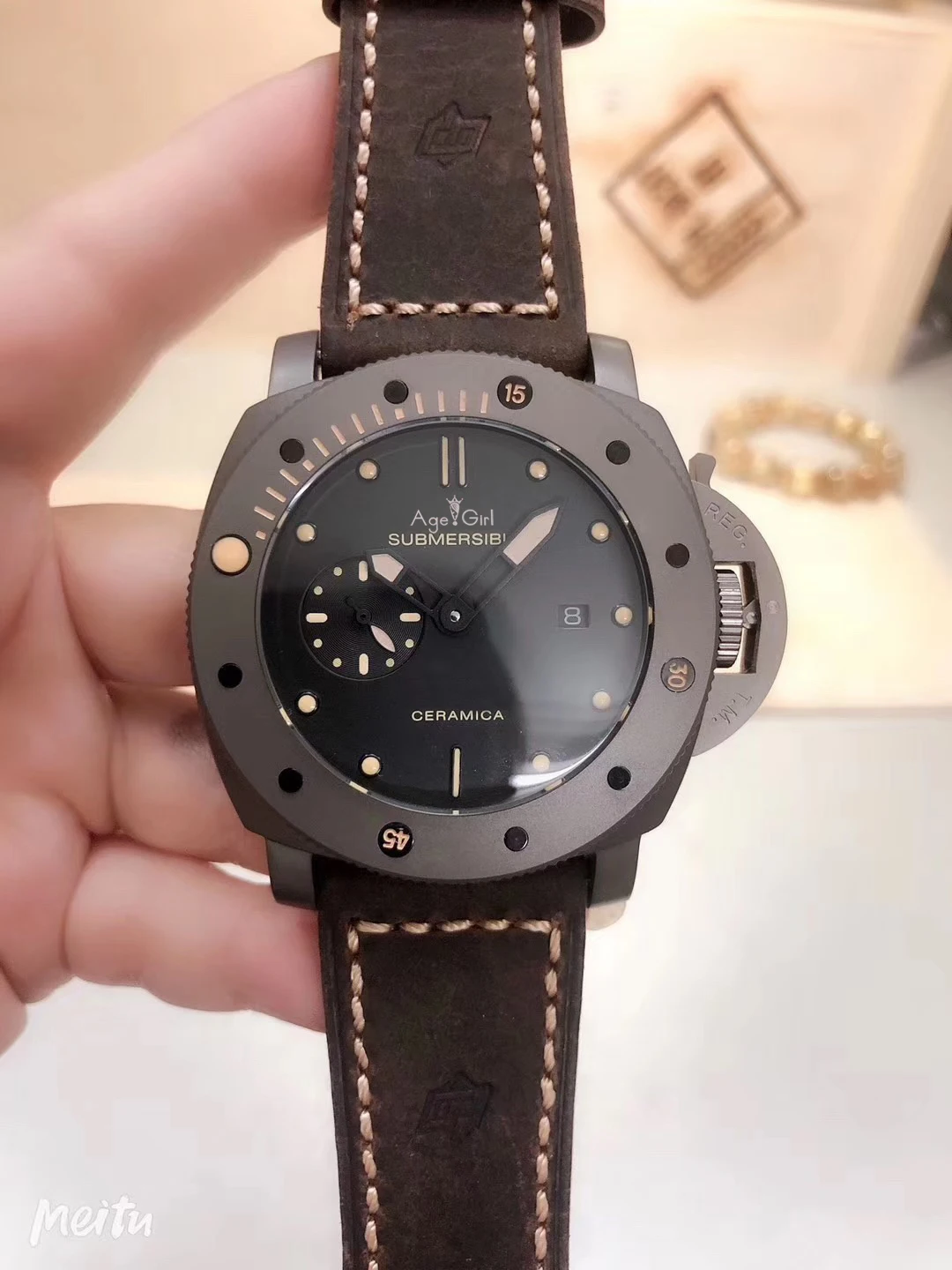 

Luxury Brand New Men Automatic Mechanical Sapphire Stainless Steel Grey Ceramica Cow Leather Watch Luminous Limited AAA+