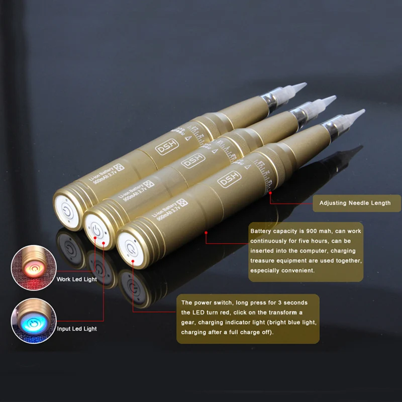 D.S.H профессиональная перезаряжаемая батарея Перманентный макияж машина ручка Беспроводная электрическая машина для татуировки бровей