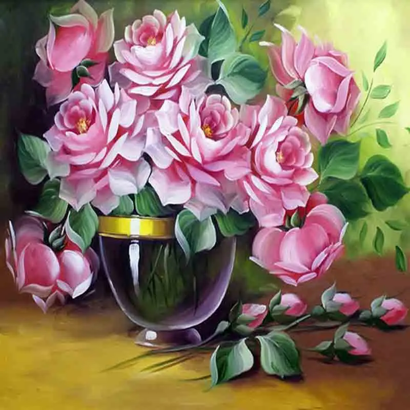 Handmade needlework diy diamond painting kit diamond embroidery plant full rhinestone flower cross stitch diamond painting rose