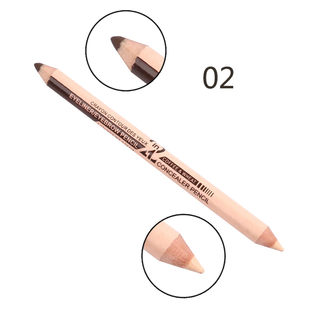 Двухглавый карандаш для глаз, Быстросохнущий карандаш для бровей, консилер, ручка двойного назначения, стойкий коричневый, черный TSLM1 - Цвет: 02