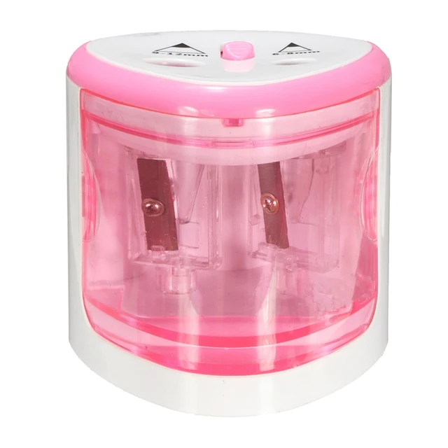 1pcs Silver Pink Blue Automatic Pencil Sharpener Unique Two Holes