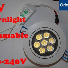 5 шт./лот+ LED 7 Вт downlight затемнения белый корпус 770lm Ванная комната гостиная кухня свет 220-240 В