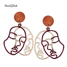 Banny Розовый Панк двойные подвесные шпильки серьги для женщин подарок массивные Mojo деревянные серьги Модные ювелирные изделия пендиентс