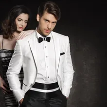 Изготовленный на заказ высококачественный белый смокинг жениха ivoly с отворотом, Свадебный Мужской костюм для жениха(пиджак+ брюки+ галстук