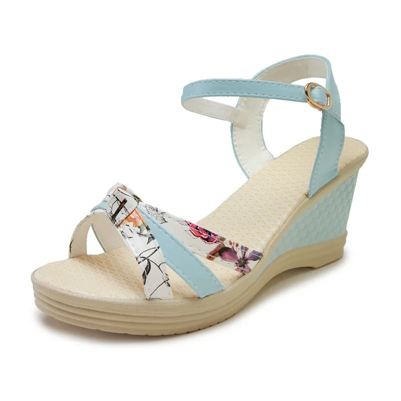 

new sandals 2018 sweet and velvety with buckle waterproof platform and high-heeled fish beak wedge sandals for women
