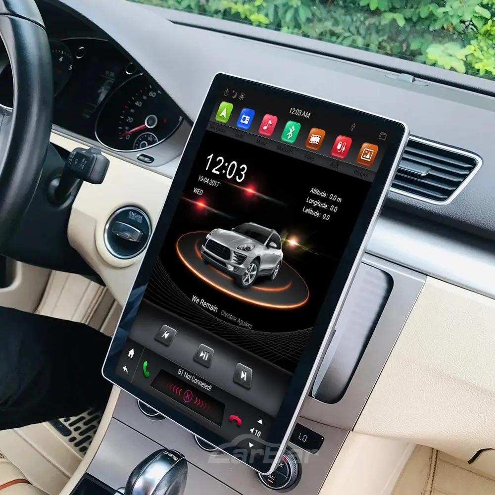 Flash Deal Carbar 12.8" Tesla Style Rotation IPS Screen 2 Din Universal Android 8.1 Car DVD GPS Player Radio Car Stereo Voice Control 1