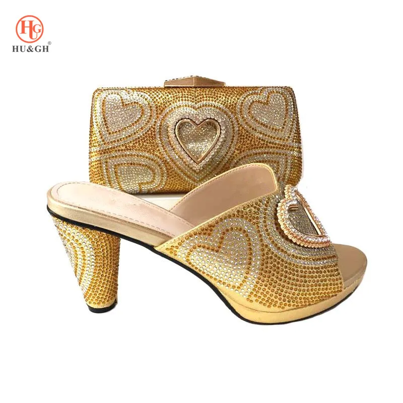 

Latest Summer Design 2018 Wedding Italian Shoes And Bag Set High Heels Sandals With Stones African Shoes And Bag Set For Party