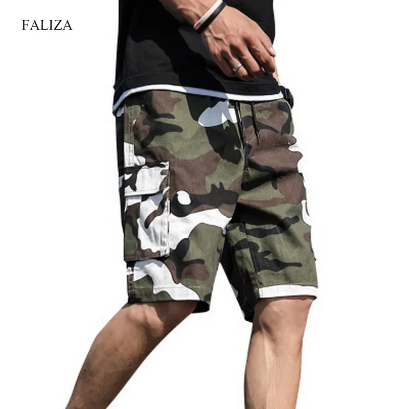 

FALIZA 2019 Summer Men's Camo Cargo Shorts Cotton Military Camouflage Mens Casual Shorts Loose Work Short Plus Size 7XL PD05