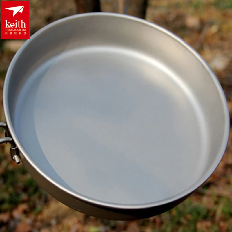 Keith Plegable Mango de Titanio Titanio Sartén Sartén Utensilios de cocina de Camping Al Aire Libre Camping Senderismo Picnic Pan Ligero 1L Ti6034