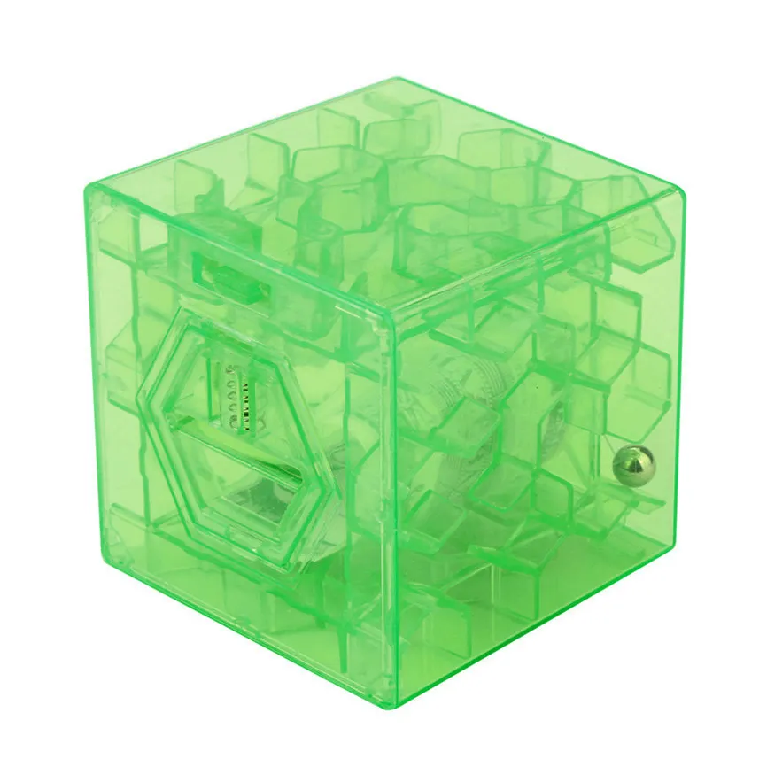 3D куб головоломка деньги Лабиринт банк экономия монет Коллекция Чехол Коробка забавная игра в мозги для детей игрушки для собак 6,5*6,5*6,5 см Прямая поставка 1221 - Цвет: Green