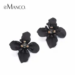 Серьги-гвоздики для женщин винтажные черные кристаллы и металлические серьги Модные ювелирные изделия подарок для девочки ER0006