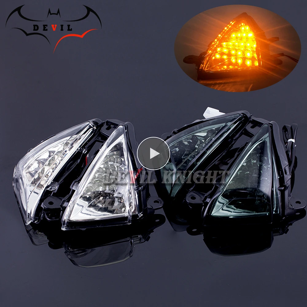 Kawasaki ZX6 ZX10 ZX14 Smoked LED Front Turn Signals Lenses 650R Z1000 ZZR1400