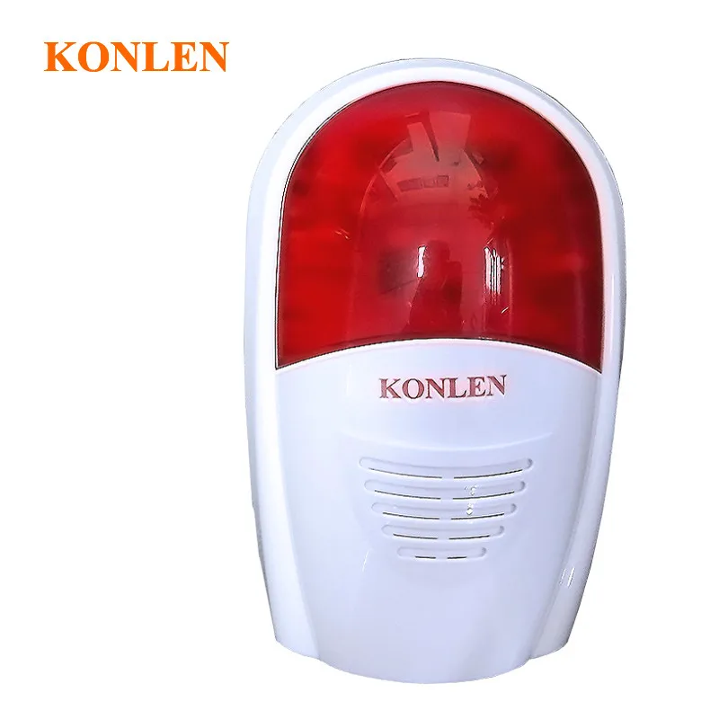 

KONLEN 115DB Indoor Outdoor Wireless Flashing Siren Strobe Light Siren Built in Lithium Battery for Home Security Alarm System