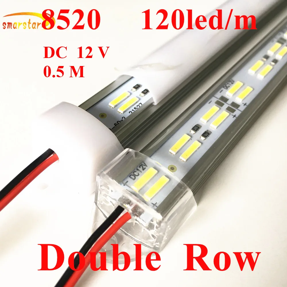 Smarstar 0 5 м 60 led двухрядные 8520 светодиодные фонари бар U алюминиевый корпус молочный