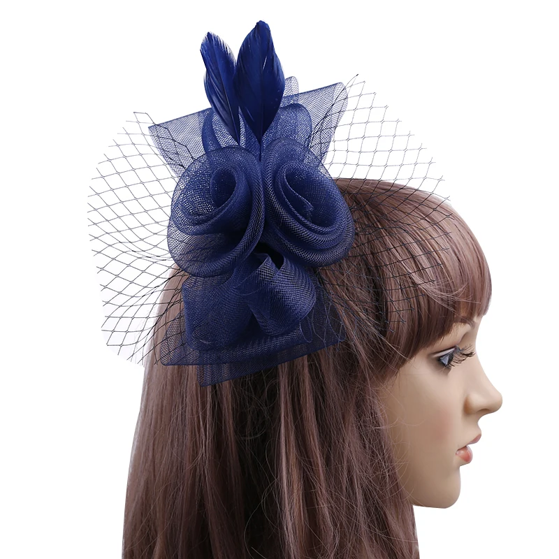 

17 colors Fascinator with Feathers and Veiling ladies day Wedding Bridal Party Wedding Brides Hair accessories bride headdress