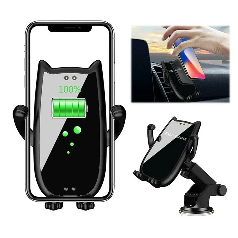

10w QI wireless car fast charger for iphone XS X 8 XR for samsung S10 9 8 7 Xiaomi mi 9 automatic clamping charging phone holder