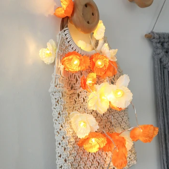 

Christmas Tree Ornaments 10/20LED Flower Light Small Silk Flower Christmas Room Decoration String Light Flower Garden Decoration