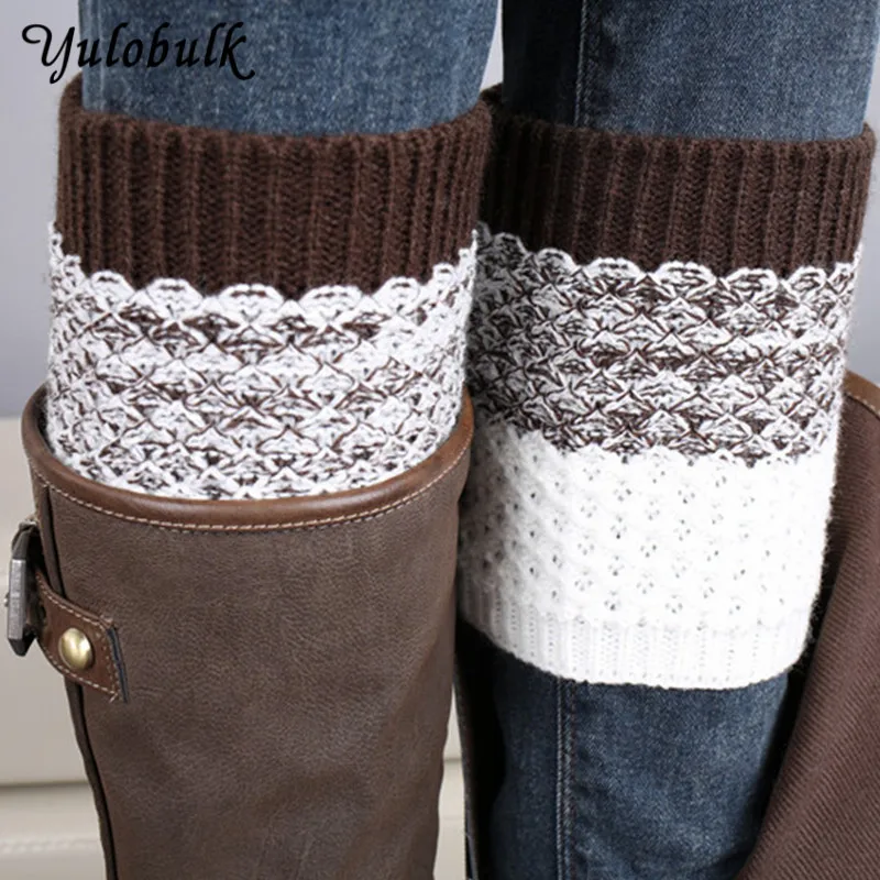 

Winter Fall Contrast Color Short Leg Warmers For Women Knitted Boot Warmers Knit Boot Socks Ladies Leg Gaiter 7 Assorted Colors