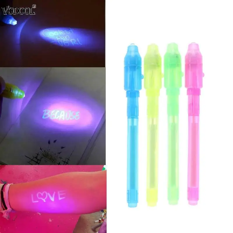 VODOOL 4Pcs Magic 2 in 1 UV Black Light Marker Pen Creative