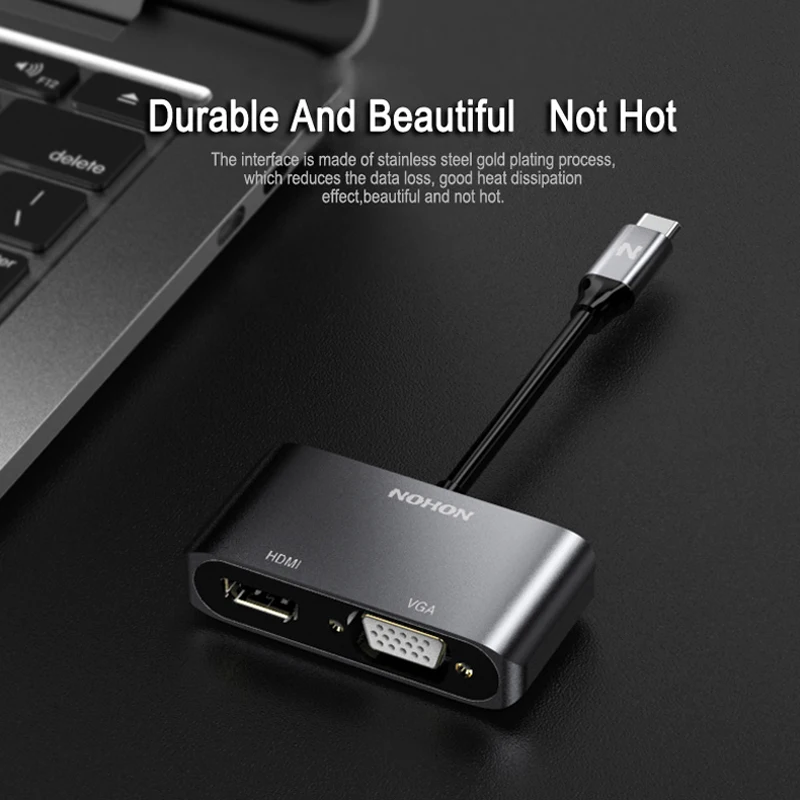 NOHON usb type C к HDMI VGA 2 в 1 концентратор адаптер для ноутбука MacBook samsung S9 Note9 huawei P20 Mate10 Pro USB-C конвертер