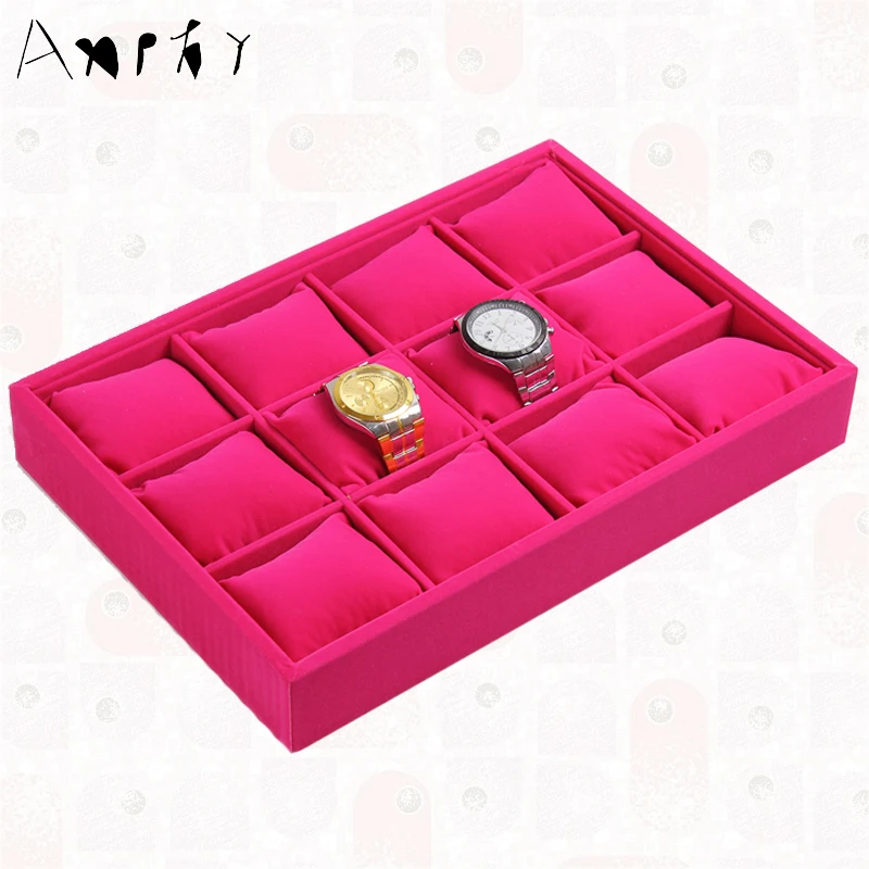 Hot Pink Watch Display Tray Bracelet Jewelry Pillow Display Tray Stand