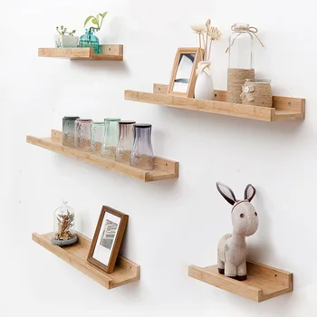 

Bamboo Wall Storage Rack Partition Shelf Living Room TV Wall Hanging Decoration Frame Bedroom Wall Creative Solid Wood Shelf
