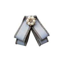 Женская серая лента со стразами с кисточками, корейский маленький галстук-бабочка, новинка, милая, для колледжа, для женщин, с цветком