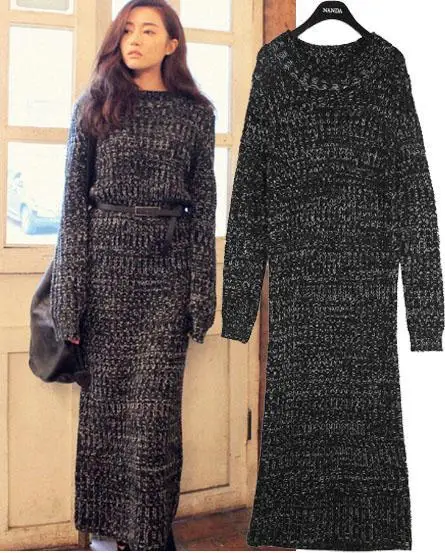 Women Vintage Maxi Long Winter Warm Dresses Ankle Length Vestidos Women Vintage Maxi Long Winter Warm Dresses Ankle Length Vestidos