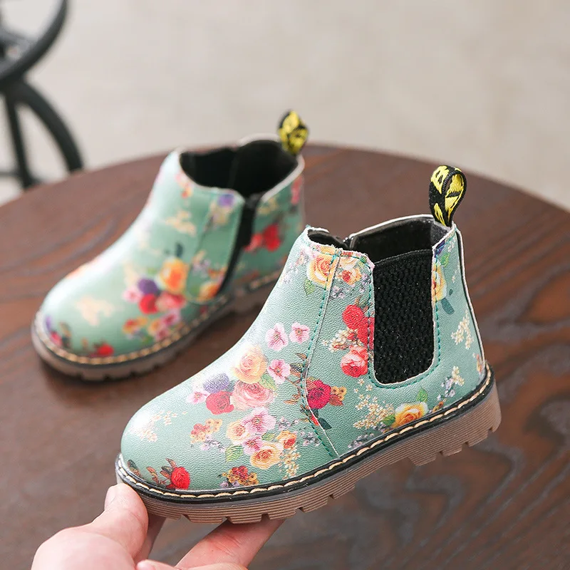 2019 New Kids Ankle Boots Girls Flower Print Shoes Chelsea Boots Girls Autumn Martin Boots Children Winter Snow Boots Size 21-36 2019 New Kids Ankle Boots Girls Flower Print Shoes Chelsea Boots Girls Autumn Martin Boots Children Winter Snow Boots Size 21-36