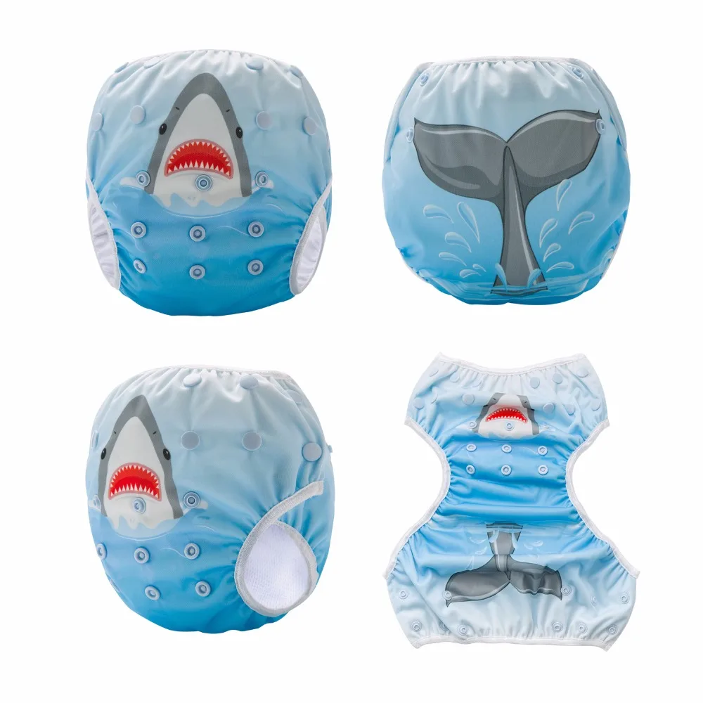 Shark in the Sea! Baby Diaper Swim One Size Swimming Pants Washable