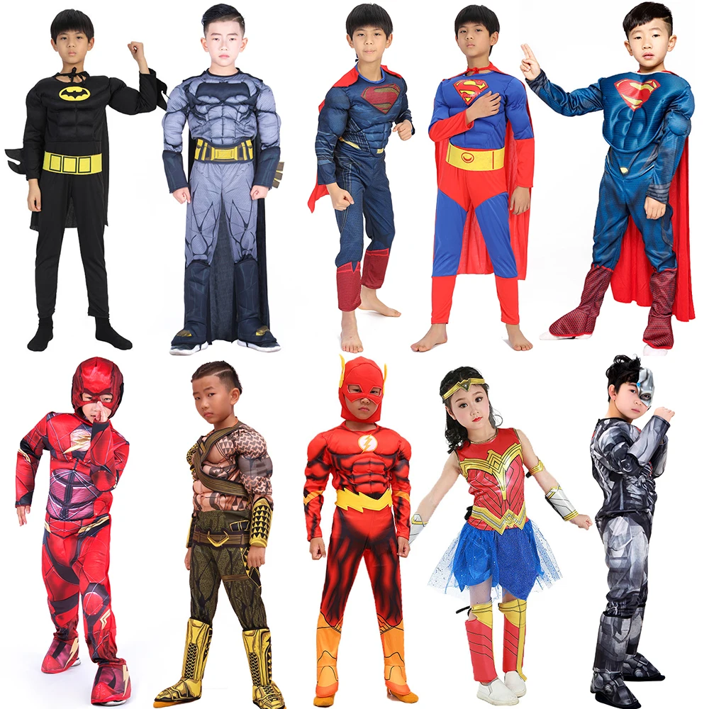 

Justice League Aquaman Superman Bruce Wayne anime cosplay Wonder Woman The Flash Cyborg halloween costume for kids
