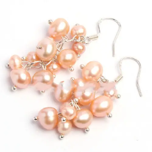 

hot sell new - shitou 00208 5-8mm Pink Pretty Freshwater Culture Pearl Fashion Earrings Silver Hooks 10PC