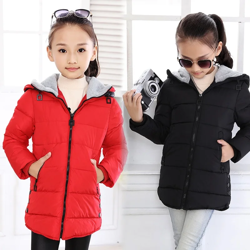 Girls warm Winter Coat Spring Autumn Cotton Padded Hooded Kids Winter