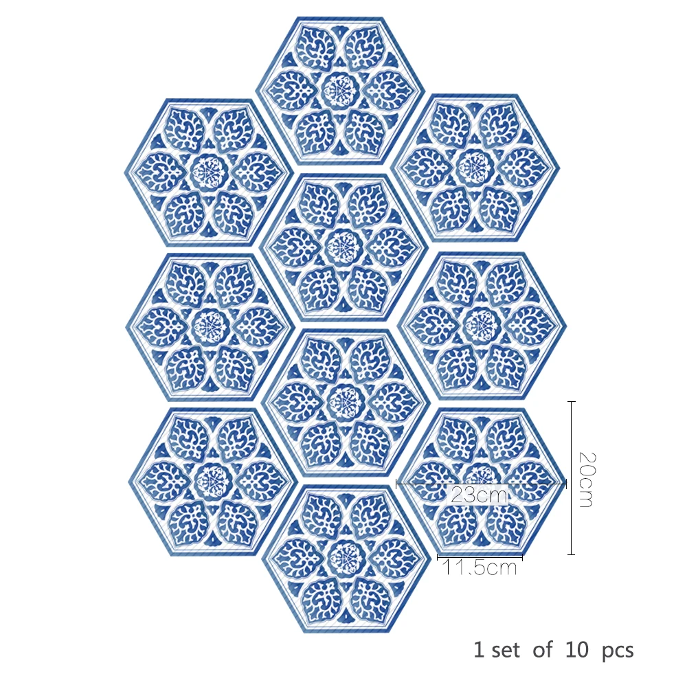 Сине-белая фарфоровая напольная наклейка, противоскользящая самоклеящаяся водостойкая плитка, наклейка s Art, украшение мебели для кухни, ванной комнаты