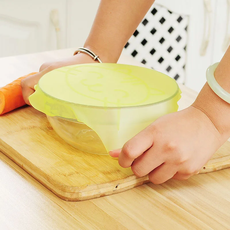 Cute Cat Silicone Reusable Cling Film Bowl Seal Cover Stretch Microwave