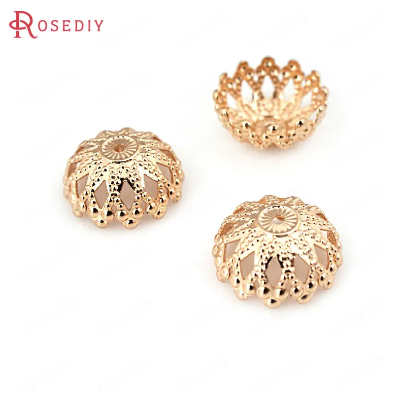 

10PCS 12MM 24K Champagne Gold Color Plated Brass Beads Caps Tassel Caps High Quality Diy Jewelry Accessories