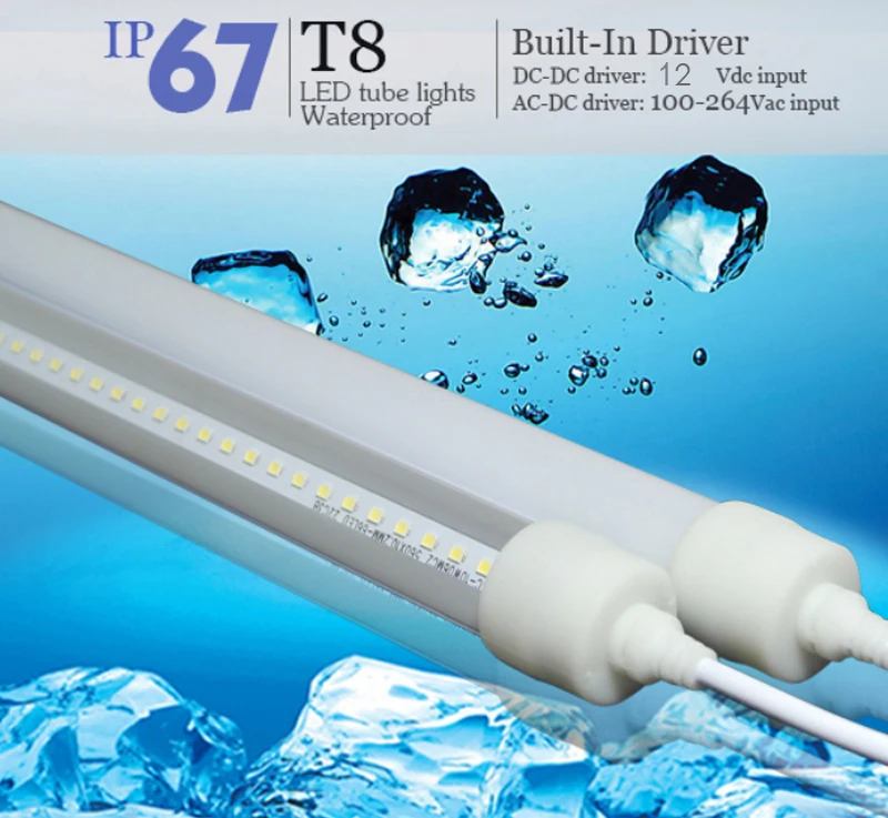 방수 IP67 led 튜브 라이트 T8 전체 PC 파이프 램프 60cm 90cm 120cm 150cm 냉장, 냉장고, 욕실, 차고용 아이디어