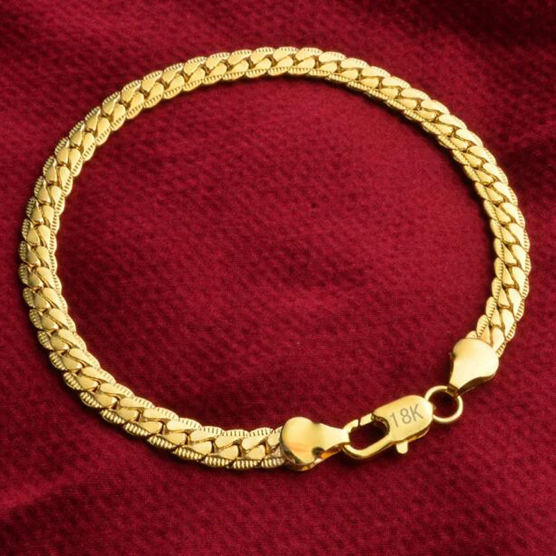 Isayoe 1 Piece Fashion Bangle 925 Jewelry Silver Plated Gold Snake Chain Bracelet Lover Bracelets Women Girl Gift | Украшения и