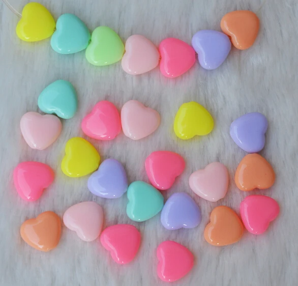

1200pcs 12mm Beautiful Sweet Candy Heart Beads With Hole For Jewelry Craft DIY Necklace Bracelet Puzzle Game B07