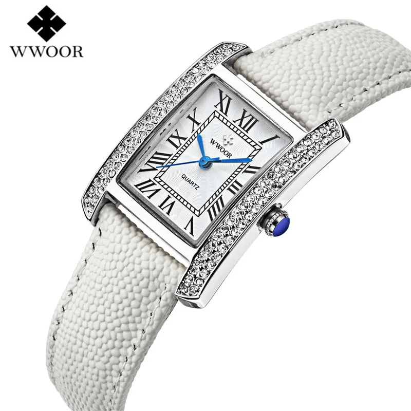 

2016 Female Watch Women Fashion Brand Quartz-Watch Genuine Leatcher Strap Roman Scale Diamond Dress 50m Waterproof Sport Watches