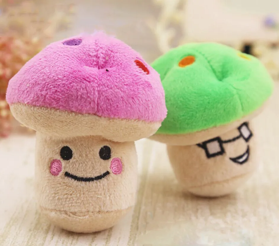

Dog Puppy Chew Toy Squeaky Plush Sound Cute Vegetable Mushroom Design Toys Traning Fun Playing Green Rope Ball Toy For