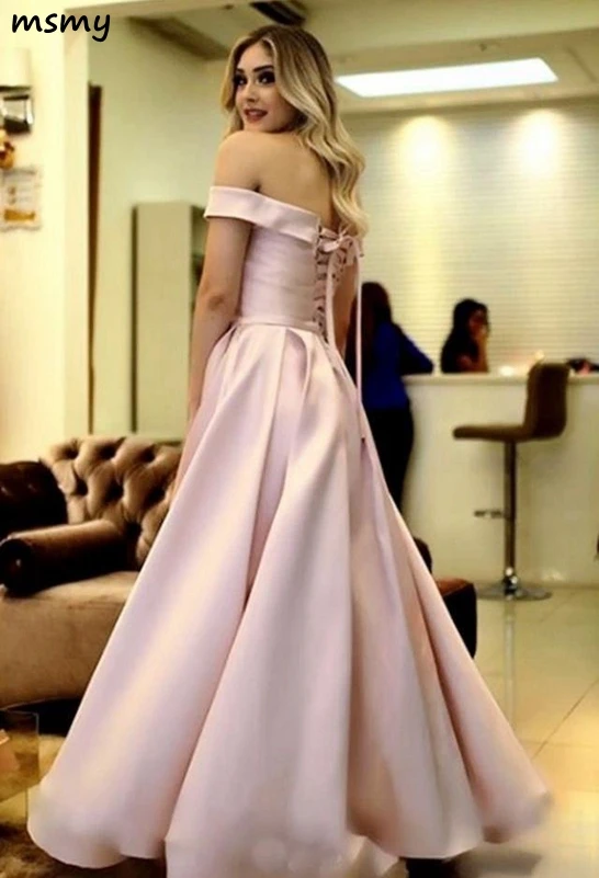 PINK PROM DRESSES A-LINE OFF-THE-SHOULDER SIMPLE PROM DRESS EVENING DRESS 1
