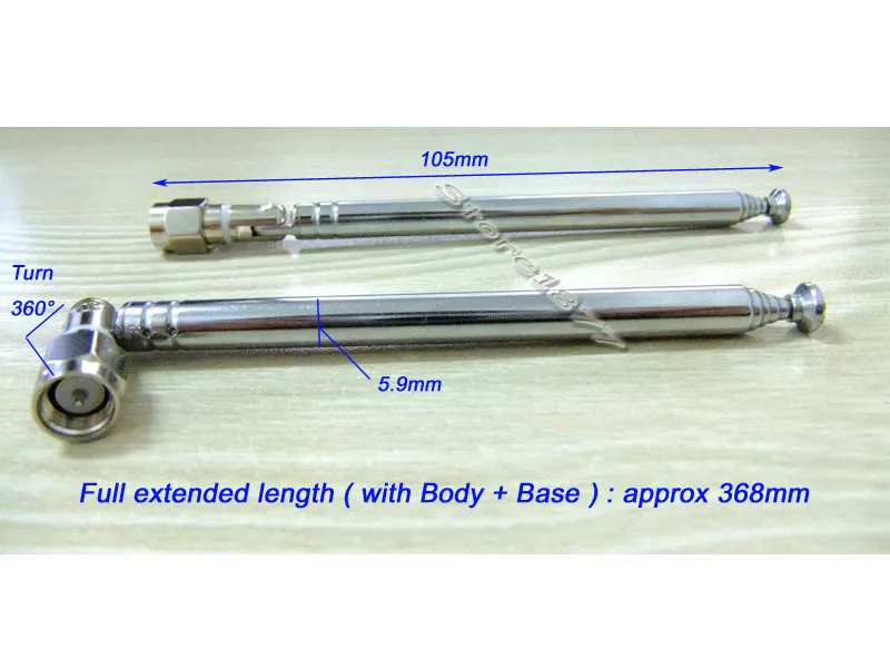 2 шт. 368 мм длина 6 секций SMA штекер телескопическая антенна s445