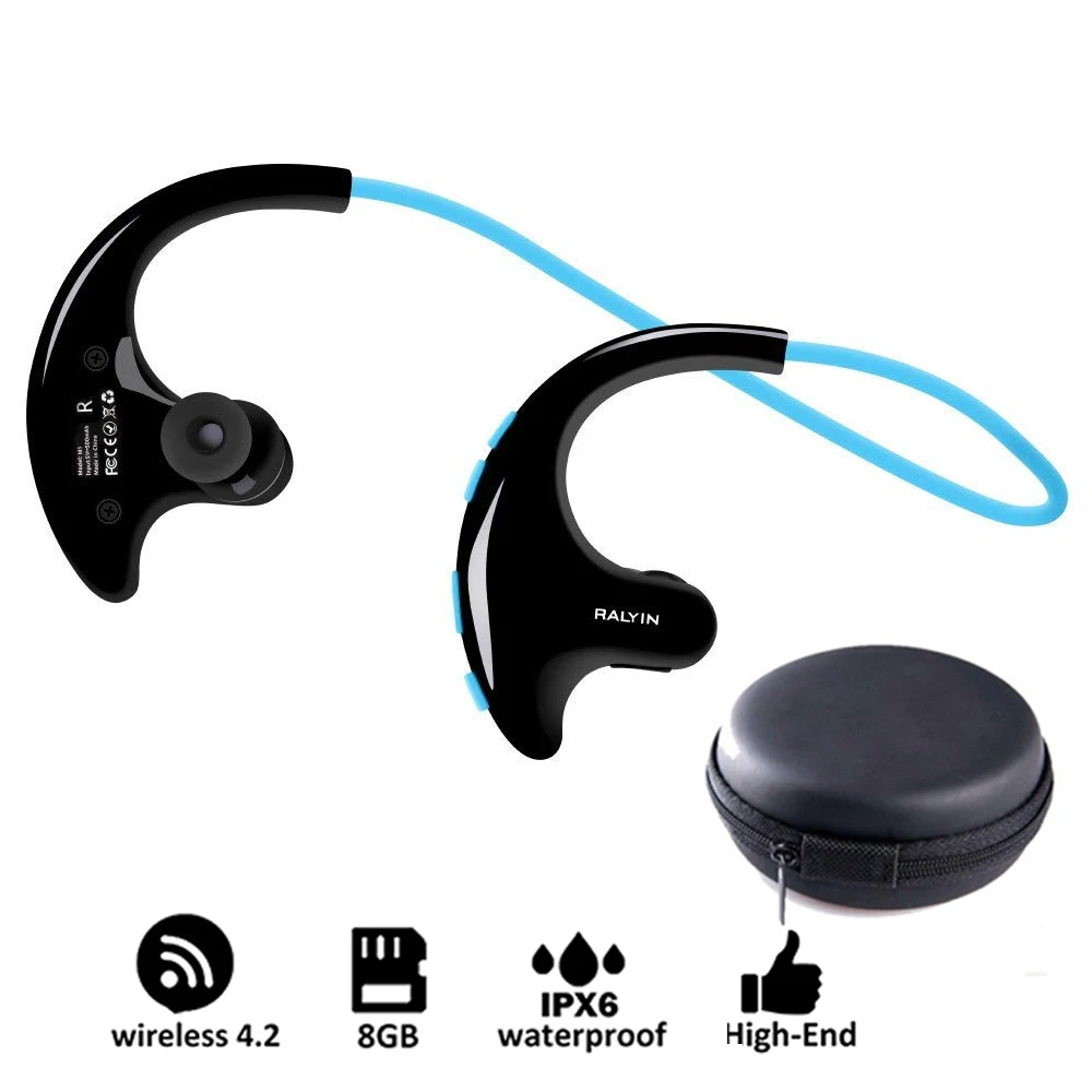 Водонепроницаемый MP3 плеер Bluetooth наушники 3D бас стерео гарнитуры спортивные