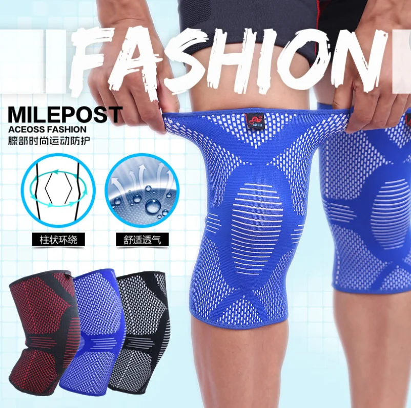 

By DHL 100pair AOLIKES Nylon Elastic Knee Pads for Volleyball Knee Support Leg Sleeve Sports Knee Brace Healthy Care leg wamer
