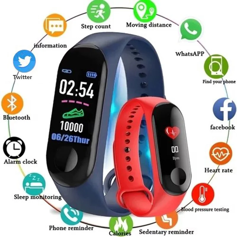 

Smart Bracelet Sports Fitness Blood Pressure / Blood Oxygen Monitoring Smart Wristband For Android IOS phone Xiaomi PK mi band 3