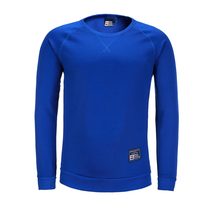 Осенняя мужская футболка для бега, Спортивная рубашка с длинным рукавом, Мужская хлопковая футболка для спортзала, Мужская футболка для бега, фитнеса - Цвет: DARK BLUE
